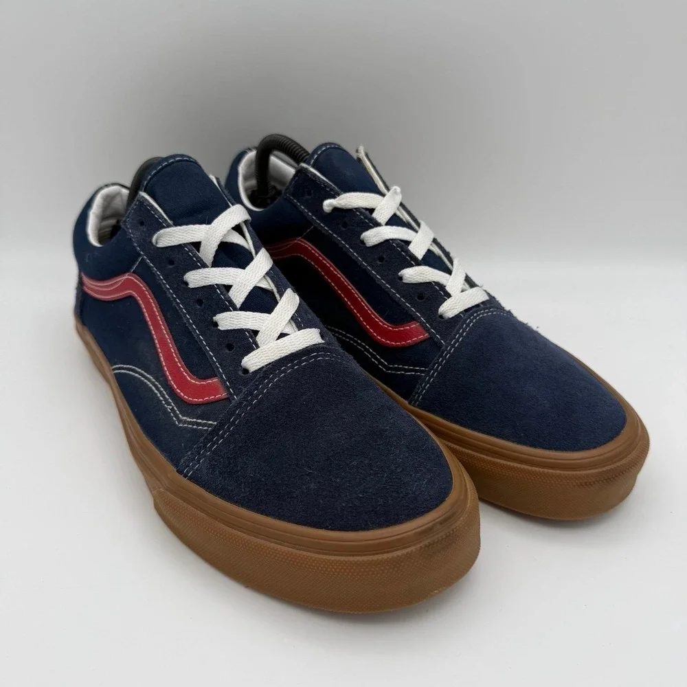 NWOT Unisex Vans Old Skool Suede Dress Blues Chili Pepper Gum Shoes Sz 9.5M 11W